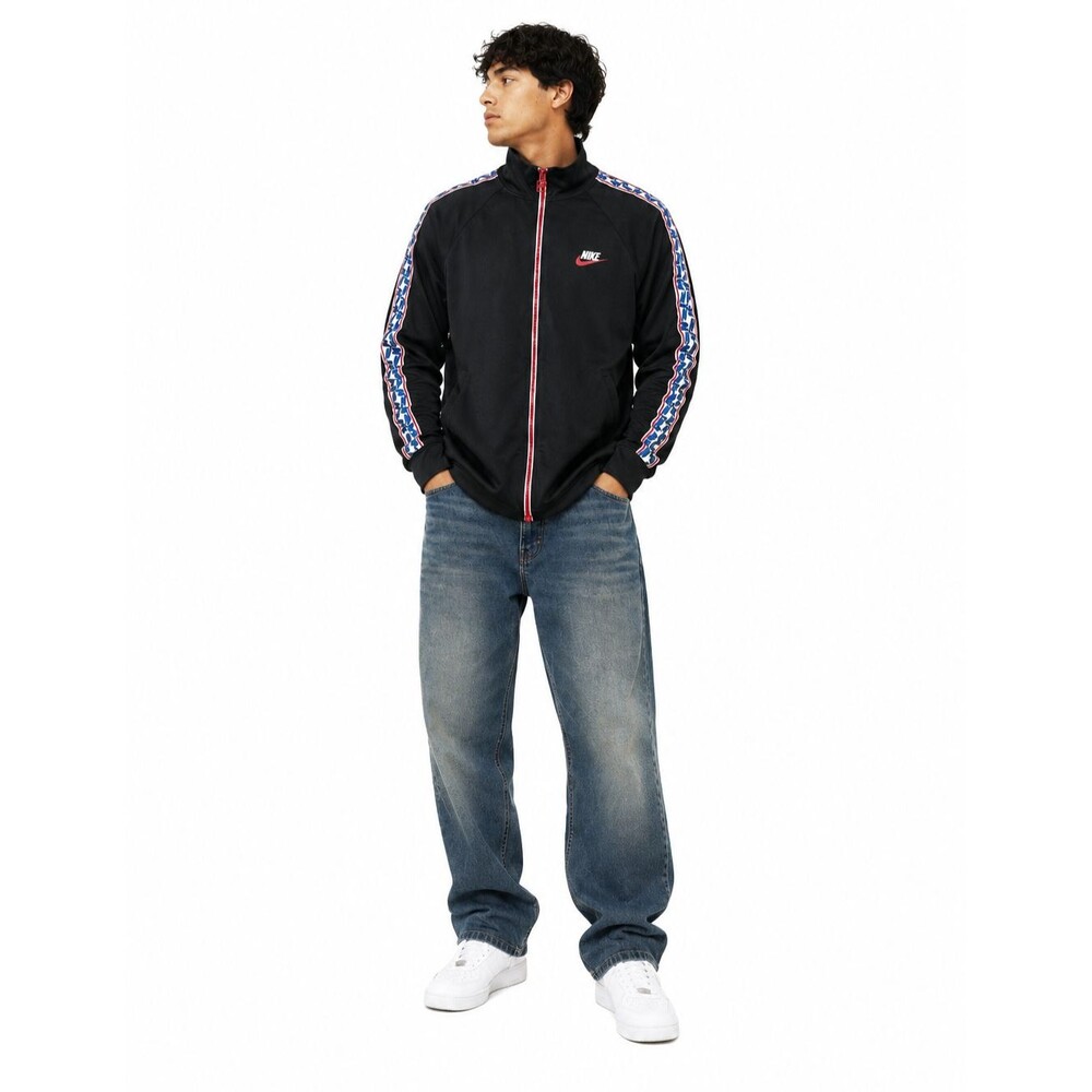Nike Logo Tape Track Jacket Y2K Full Zip Black Red Men’s Small
